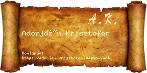 Adorján Krisztofer névjegykártya