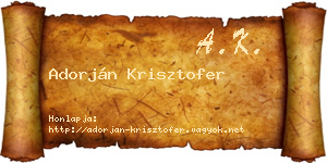 Adorján Krisztofer névjegykártya